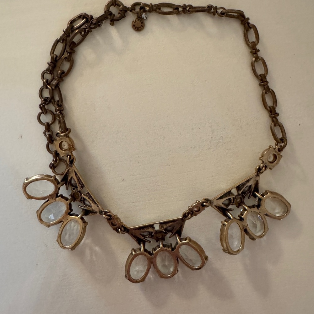 J.Crew Vintage Crystal Statement Necklace – Pearl & Faceted Glass Teardrops - Picture 3 of 3